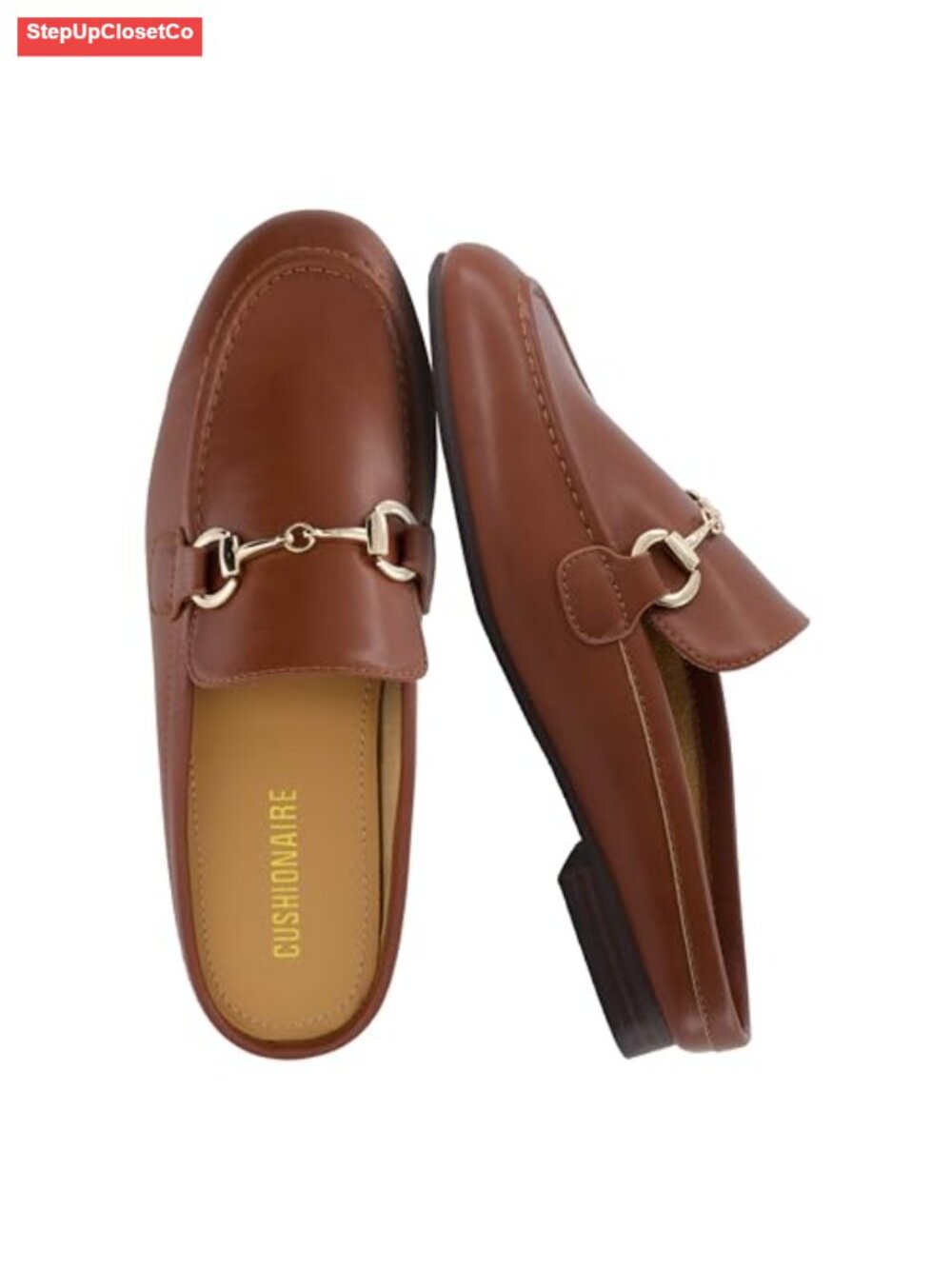 Faux Leather Slip-On Mule with Metal Chain Detail Business Casual